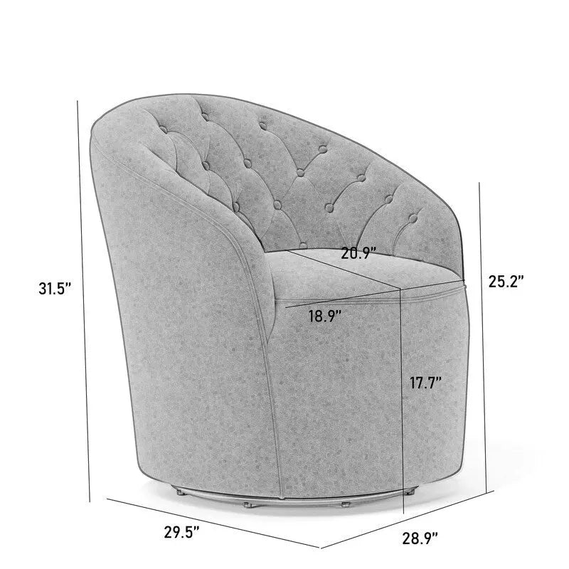 Fauteuil pivotant en velours avec dossier capitonné (beige / marine / noir / orange)