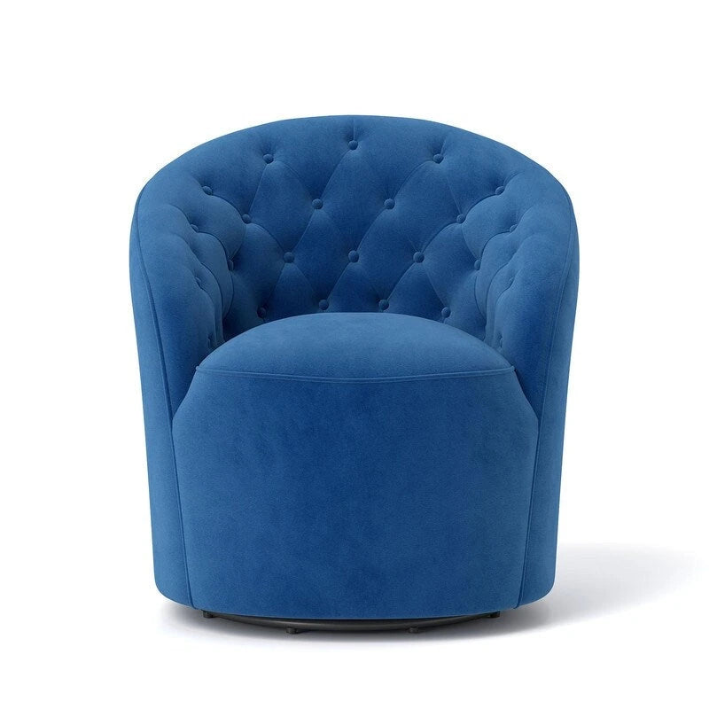 Fauteuil pivotant en velours avec dossier capitonné (beige / marine / noir / orange)