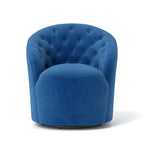 Fauteuil pivotant en velours avec dossier capitonné (beige / marine / noir / orange)