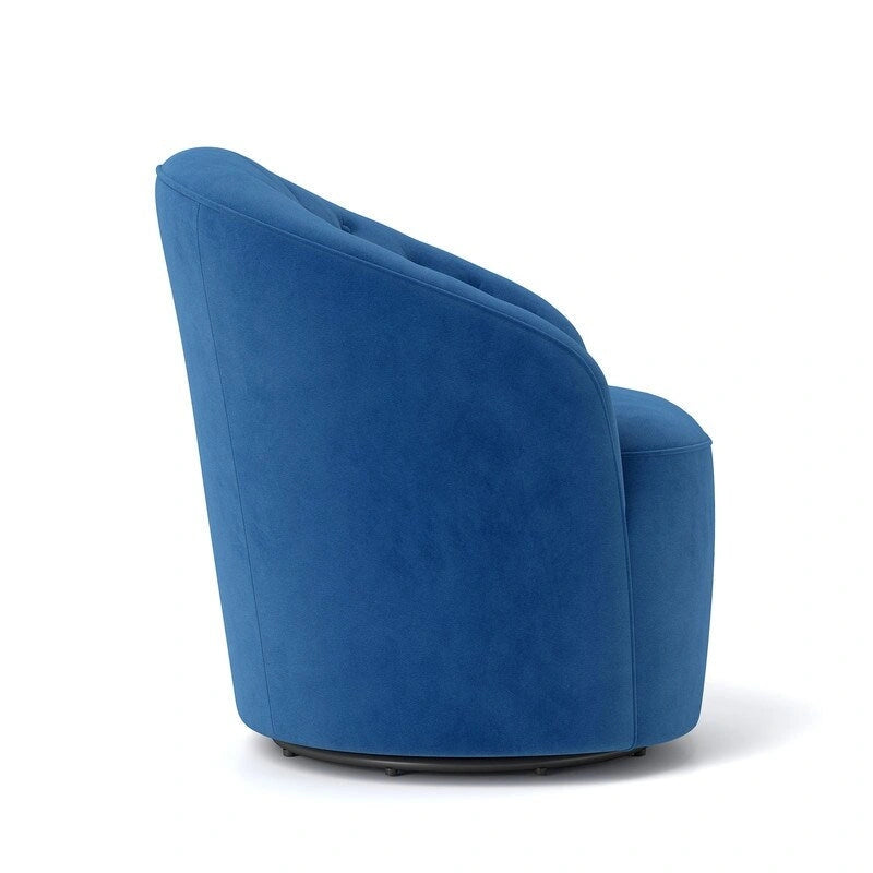 Fauteuil pivotant en velours avec dossier capitonné (beige / marine / noir / orange)