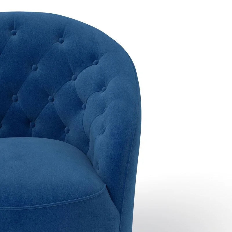 Fauteuil pivotant en velours avec dossier capitonné (beige / marine / noir / orange)