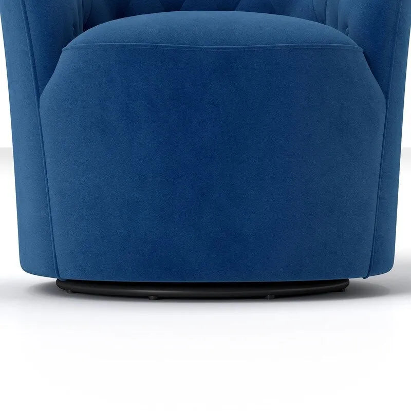 Fauteuil pivotant en velours avec dossier capitonné (beige / marine / noir / orange)