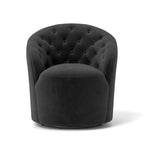 Fauteuil pivotant en velours avec dossier capitonné (beige / marine / noir / orange)
