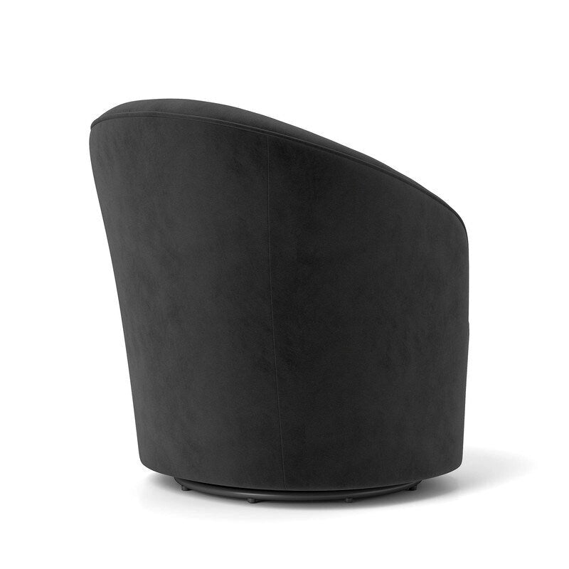 Fauteuil pivotant en velours avec dossier capitonné (beige / marine / noir / orange)