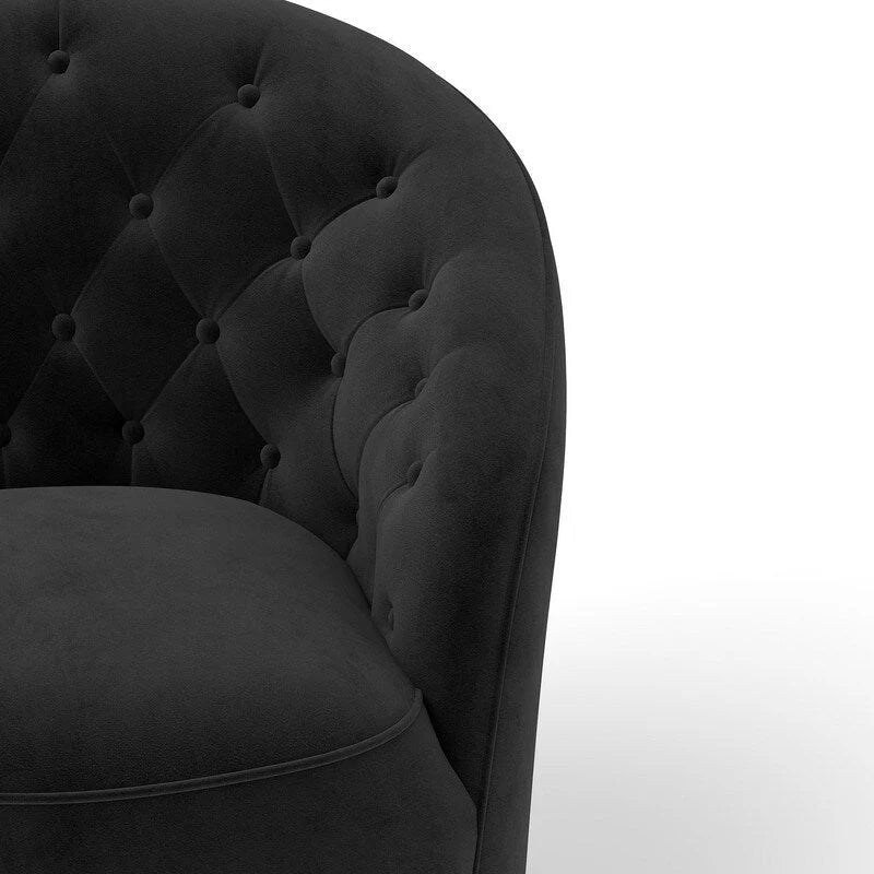 Fauteuil pivotant en velours avec dossier capitonné (beige / marine / noir / orange)