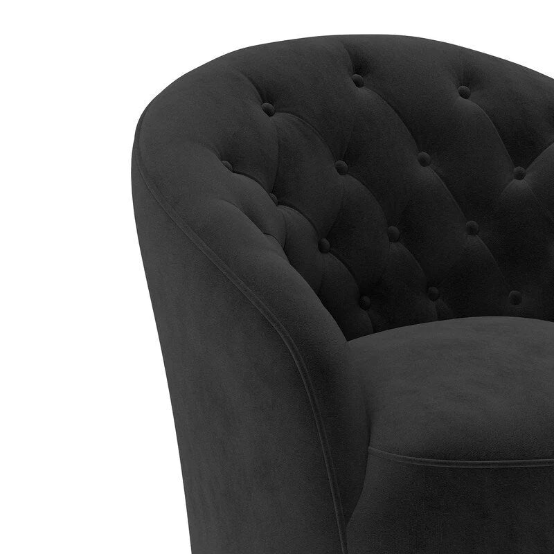 Fauteuil pivotant en velours avec dossier capitonné (beige / marine / noir / orange)