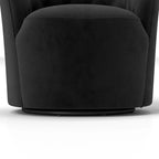 Fauteuil pivotant en velours avec dossier capitonné (beige / marine / noir / orange)