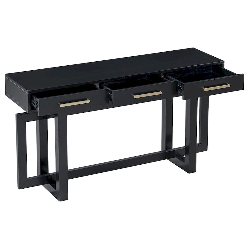 Console élégante avec trois tiroirs, Table d'entrée extra longue pour entrée, couloir, salon, foyer