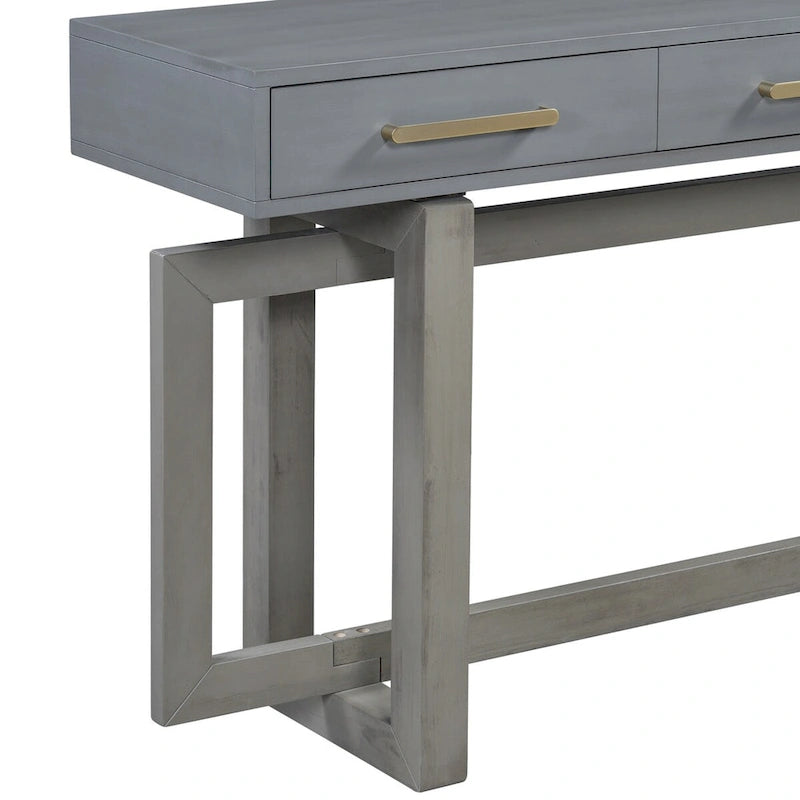 Console élégante avec trois tiroirs, Table d'entrée extra longue pour entrée, couloir, salon, foyer
