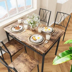 Ensemble de table à manger pour 4, table de cuisine avec 2 bancs rembourrés