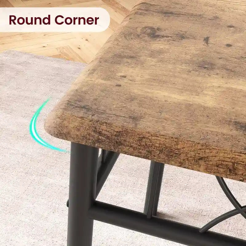 Ensemble de table à manger pour 4, table de cuisine avec 2 bancs rembourrés