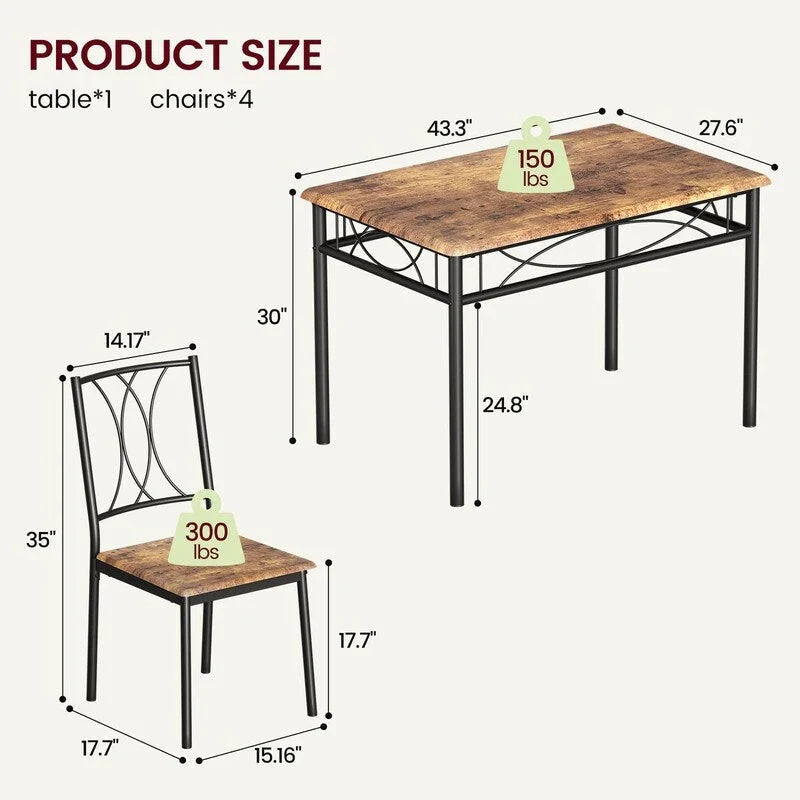 Ensemble de table à manger pour 4, table de cuisine avec 2 bancs rembourrés