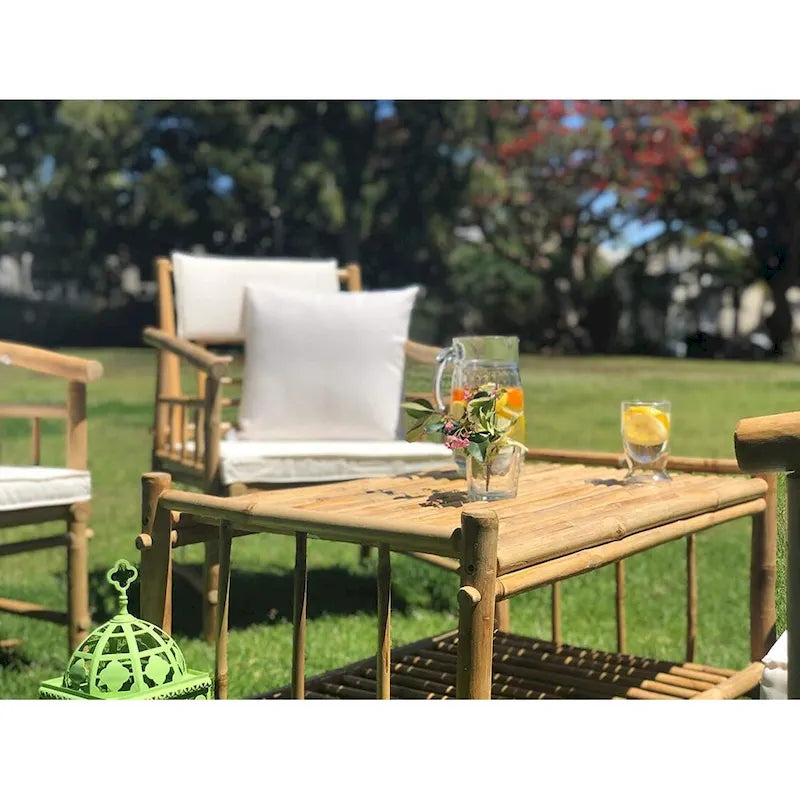 Ensemble de canapé d'appoint en bambou 4 pièces avec table