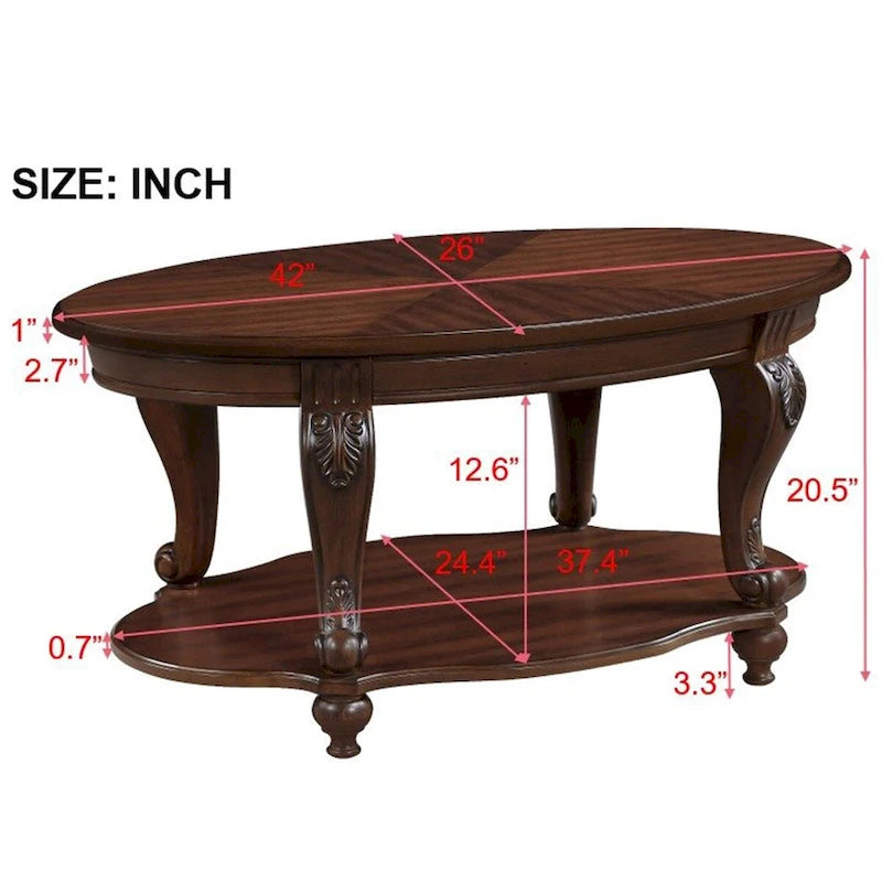 Ensemble de tables basses, Table basse et deux tables d'appoint de 3 pièces pour bureau, salon, finition blanc ébréché et plateau cerisier
