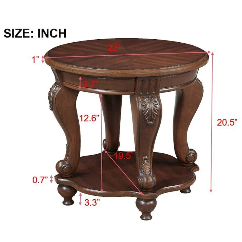 Ensemble de tables basses, Table basse et deux tables d'appoint de 3 pièces pour bureau, salon, finition blanc ébréché et plateau cerisier