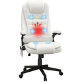 Chaise de bureau de massage vibrant à dossier haut avec 6 points de vibration, fauteuil d'ordinateur inclinable et chauffant avec accoudoir et télécommande