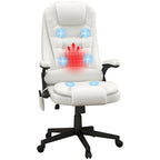 Chaise de bureau de massage vibrant à dossier haut avec 6 points de vibration, fauteuil d'ordinateur inclinable et chauffant avec accoudoir et télécommande