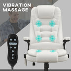 Chaise de bureau de massage vibrant à dossier haut avec 6 points de vibration, fauteuil d'ordinateur inclinable et chauffant avec accoudoir et télécommande
