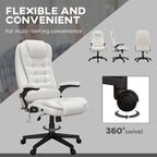 Chaise de bureau de massage vibrant à dossier haut avec 6 points de vibration, fauteuil d'ordinateur inclinable et chauffant avec accoudoir et télécommande