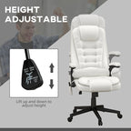 Chaise de bureau de massage vibrant à dossier haut avec 6 points de vibration, fauteuil d'ordinateur inclinable et chauffant avec accoudoir et télécommande