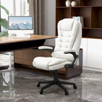 Chaise de bureau de massage vibrant à dossier haut avec 6 points de vibration, fauteuil d'ordinateur inclinable et chauffant avec accoudoir et télécommande