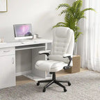 Chaise de bureau de massage vibrant à dossier haut avec 6 points de vibration, fauteuil d'ordinateur inclinable et chauffant avec accoudoir et télécommande