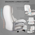 Chaise de bureau de direction Bossin grande taille et forte, 500 lb, avec support lombaire réglable, chaise ergonomique en cuir PU à dossier haut pour ordinateur