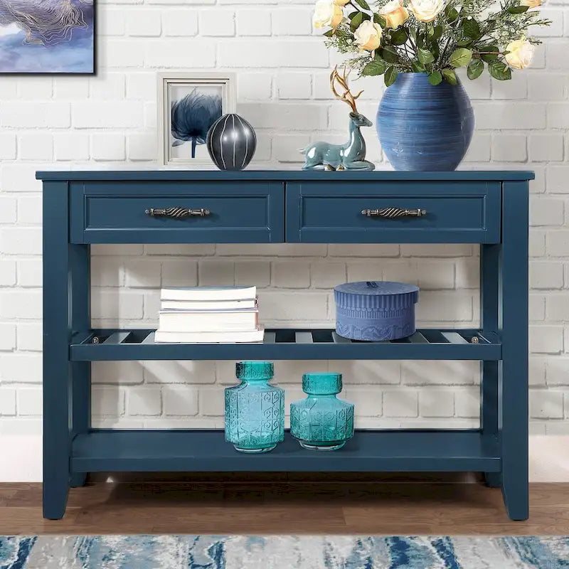 Table console de 42 po avec tiroirs et étagères à niveaux