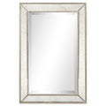 Miroir mural rectangulaire biseauté avec perles champagne - Transparent