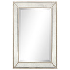 Miroir mural rectangulaire biseauté avec perles champagne - Transparent