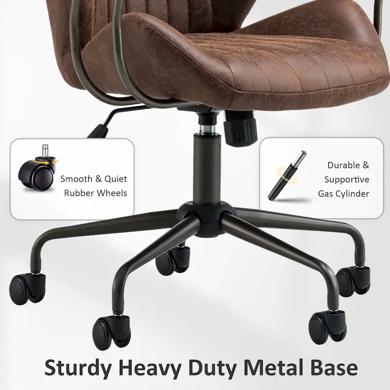 OVIOS Chaise de bureau ergonomique en suède avec soutien lombaire
