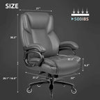 Chaise de bureau de direction Bossin grande taille et forte, 500 lb, avec support lombaire réglable, chaise ergonomique en cuir PU à dossier haut pour ordinateur
