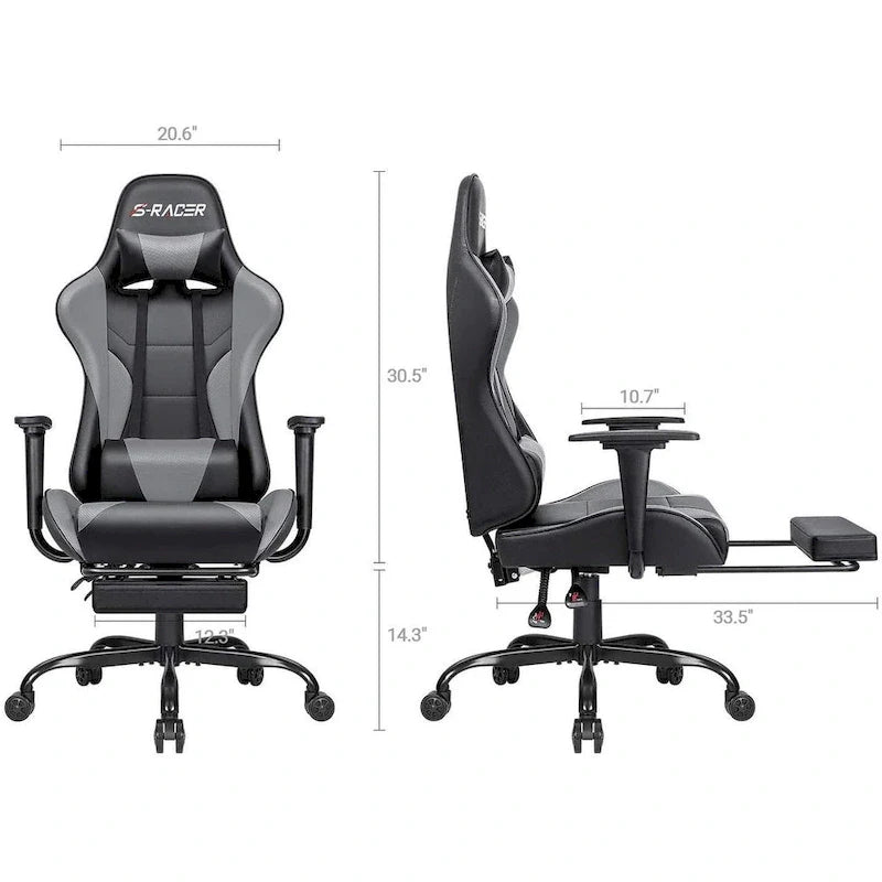 Chaise de jeu avec repose-pieds - Chaise de bureau ergonomique