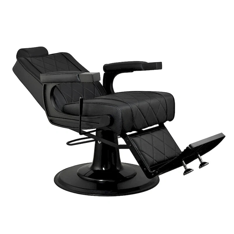 ROGERS Fauteuil de barbier inclinable robuste Fauteuil de coiffure, Noir