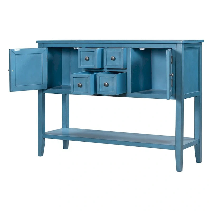 Buffet commode de style rétro en bois avec étagère inférieure, facile à assembler, pour salon, cuisine, entrée
