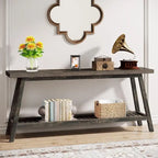 Table console de ferme de 70,9 pouces à 2 niveaux, étroite et longue, à placer derrière le canapé