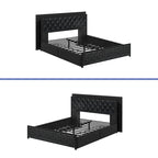 Moasis Lit Double en PU avec LED Cadre de Lit Capitonne Plateforme