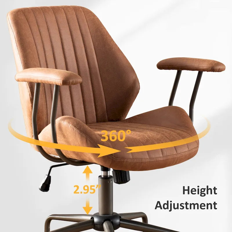 OVIOS Chaise de bureau ergonomique en suède avec soutien lombaire