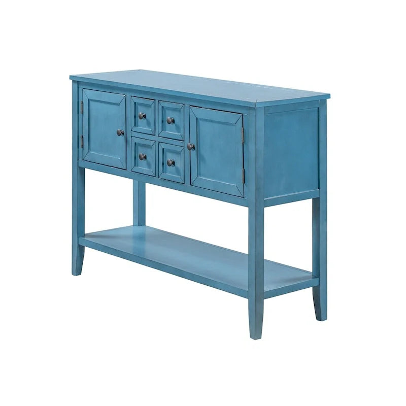 Buffet commode de style rétro en bois avec étagère inférieure, facile à assembler, pour salon, cuisine, entrée