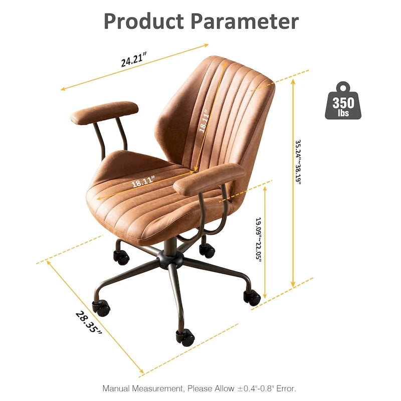 OVIOS Chaise de bureau ergonomique en suède avec soutien lombaire