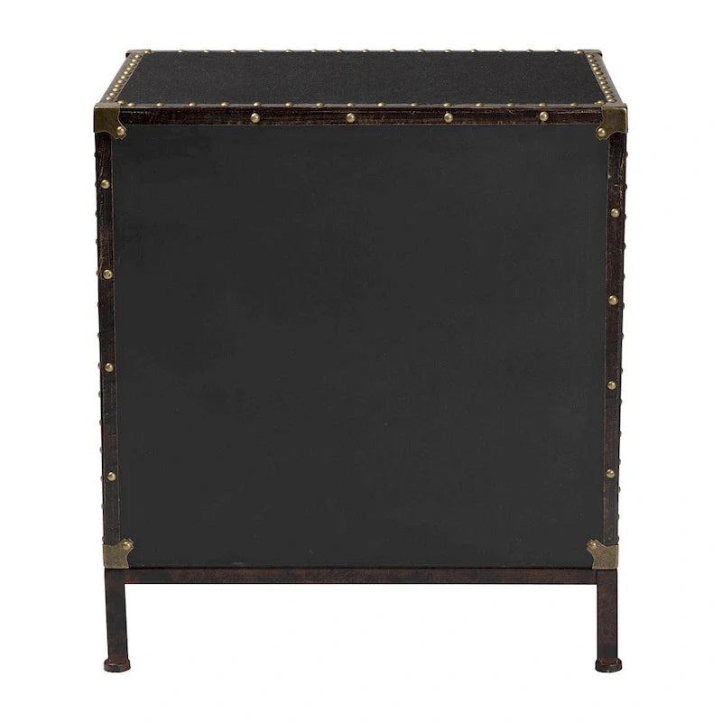 Table d'appoint/Malle de rangement en toile effet vieilli Laura