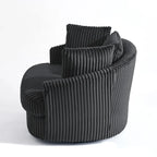 Lot de 2 fauteuils pivotants ronds surdimensionnés en velours côtelé moelleux de 43 po de large avec oreillers