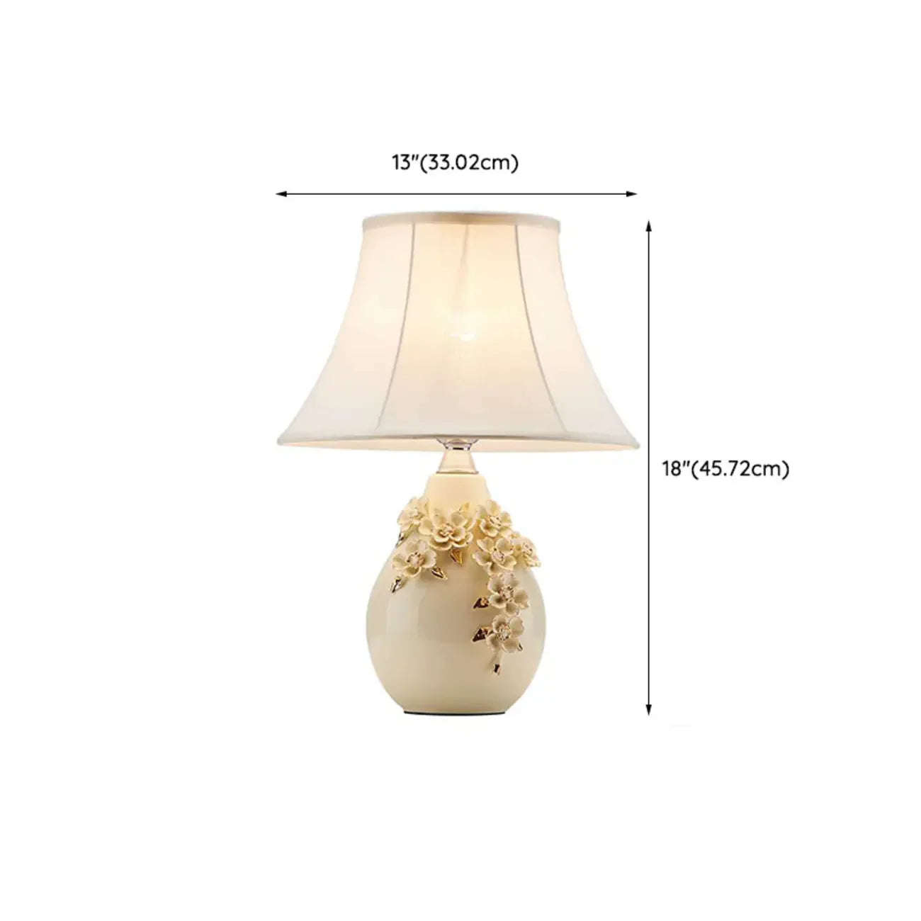 Lampe de table sculptée en céramique blanche avec abat-jour en tissu