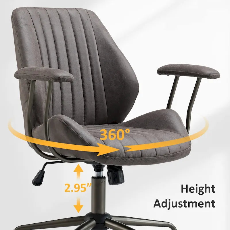 OVIOS Chaise de bureau ergonomique en suède avec soutien lombaire