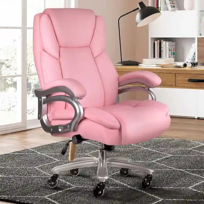 Chaise de bureau de direction Bossin grande taille et forte, 500 lb, avec support lombaire réglable, chaise ergonomique en cuir PU à dossier haut pour ordinateur